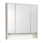 Зеркальный шкаф AQUATON Рико 80 1A215302RIB90 800х860х135 подвесной, 3 дверцы, белый глянец/ясень фабрик