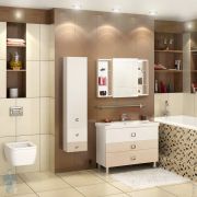 Зеркало-шкаф AQUATON Стамбул 105 1A128502ST590 1050х750х140 1 дверца, открытые полки, сосна ларедо
