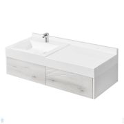 Тумба под раковину AQUATON Сакура 120 1A219701SKW80 1196x240x466 подвесная , 2 ящика, белый глянец/ольха навара