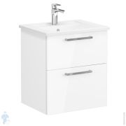 Тумба с раковиной Vitra Root 600х460х650 мм, подвесная, 2 ящика, цвет: белый глянцевый 66294