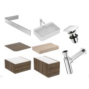 Тумба с раковиной Vitra Root Classic 450х285х575 подвесная, правая, 1 дв., белый матовый 68610