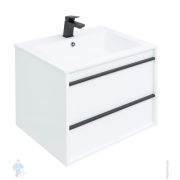 Уценка! Тумба с умывальником Aquanet Lino 60 590х533х495 подвесная, 2 ящика, цвет: белый матовый