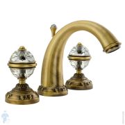 Смеситель для раковины Migliore CRISTALIA на 3 отверстия, бронза/ручки Swarovski ML.CRS-3712.BR