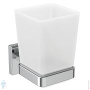 Стакан с держателем Ideal Standard IOM Square E2204AA с крепежом, матовое стекло/хром