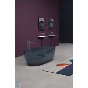 Ванна Antonio Lupi Reflex 1670x860x530 овальная, цвет: Ceruleo/донный клапан черный матовый