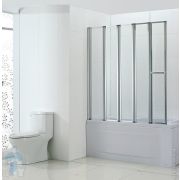Шторка на ванну BAND HOURS INOX 120 1200х1500 складные двери, прозрачное стекло 4мм, профиль хром