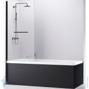 Шторка на ванну ABBER Immer Offen AG70100B (1000x1400) фиксированная, стекло 6мм прозрачное/черный