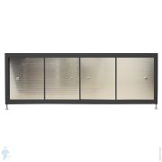 Экран под ванну A-SCREEN серебро матовое (композит) 1100х500-650 черный профиль, 4 дверцы