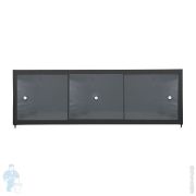 Экран под ванну A-SCREEN серый стальной (композит) 1400х500-650 черный профиль, 3 дверцы