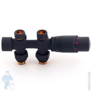 Узел нижнего подключения Delta DUO универсальный с термоголовкой М30х1,5 RAL 9005, арт.3015125