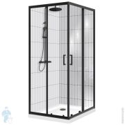 %Душевой уголок BelBagno Uno (900х900х1950) UNO-195-A-2-90-C-NERO r стекло прозрачное, профиль черный