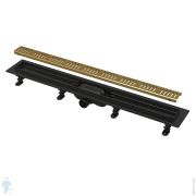 Душевой лоток Alcaplast APZ10BLACK-650BRASS SIMPLE L=650мм H=62мм пластик черный/решетка латунь