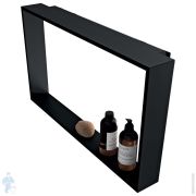 Полка для душевого ограждения Novellini Frame 600х400х85 с крючком, черная R90AKFPO4070-H