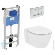 Инсталляция Ideal Standard с подвесным унитазом Connect с сиденьем-микролифт, кнопка хром E212701
