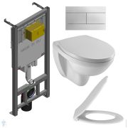 Инсталляция Jacob Delafon E29025 кнопка хром +унитаз Patio rimless,сиденье тонкое микр. E21740RU-00