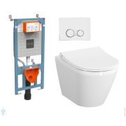 Комплект: Инсталляция Vitra + клавиша хром + Унитаз Integra Round + сиденье микролифт 9856B003-7205