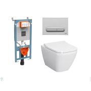 Комплект: Инсталляция Vitra + клавиша хром + Унитаз Integra Square + сиденье микролифт 9856B003-7206