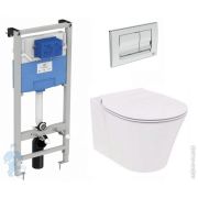 Инсталляция Ideal Standard с унитазом Connect Air AQUABLADE с сиденьем-микролифт,кнопка хром E212801