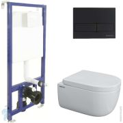 BERGES комплект инсталляции с клавишей смыва L5 SoftTouch черной, унитаз EGO Rimless, 4в1 043232