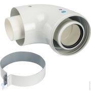 Элемент дымохода конденсац. адаптер STOUT 90° DN60/100 м/п PP-FE c хомутом SCA-8610-230090