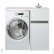 Тумба под раковину AQUATON Лондри 40 1A236001LH010 420x496x860 для стиральной машины, 2 ящика, белый глянец