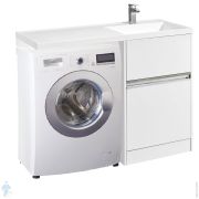Тумба под раковину AQUATON Лондри 60 1A235901LH010 570x496x860 для стиральной машины, 2 ящика, белый глянец