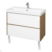%Тумба под умывальник AQUATON Сканди 90 1A251901SDZ90 882x427x591 2 ящика, белый глянец/дуб рустика