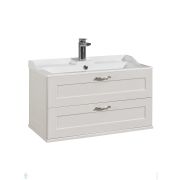 Тумба под раковину AQUATON Леон 80 1A186301LBPS0 800х436х447 подвесная, 2 ящика, дуб белый