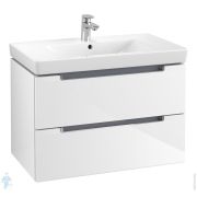 Тумба под умывальник Villeroy & Boch Subway 2.0 (787х520х449) подвесная, 2 ящика, ручки серебро, бел глянец A69600DH