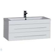Тумба под умывальник Aquanet Нота 90 подвесная (892х400х475) 2 ящика, белый глянец 171492