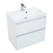 Тумба под умывальник Aquanet Гласс 70 (700х660х450) напольная/подвесная, 2 ящ, белый глянец 206700