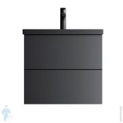 Тумба под раковину AM.PM Gem, подвесная, 60 см, 2 ящика push-to-open, черный мат. M90FHX06022BM