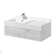 Тумба под раковину AQUATON Сакура 100 1A234901SKW80 996x240x466 подвесная , 2 ящика, белый глянец/ольха навара
