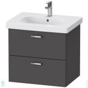 Тумба под раковину Duravit XBase 600х560х458 подвесная, 2 ящика, графит матовый XB618904949