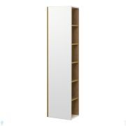 Шкаф-колонна AQUATON Сканди 1A253403SDZ90 400x230x1600 подвесная, зеркало, белый глянец/дуб рустика