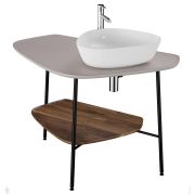 Консоль Vitra Plural (100х61) вырез под раковину справа, бежевый матовый/дерево 62583