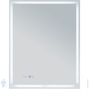 Зеркало Акванет Оптима (600х750x30) LED подсветка/упр.сенсорное/часы/подогрев/датчик темпер. 288963