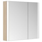 Зеркало-шкаф Keuco Somaris 800х710х115 настенное,2 дверцы,розетка,подогрев,дуб светл. 14502852201