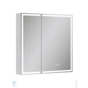 Зеркало-шкаф Континент Corner 800х800х150 с подсветкой и часами, датчик движения