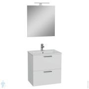 Комплект мебели 60см Vitra Mia 75021 тумба подвес., 2 ящ., раковина, зеркало c подсв., белый глянец