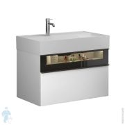 Тумба с раковиной Burgbad Yumo 815х610х470 подвесная, LED, 2 ящика, стекло/белый глянец SFMX082F3193