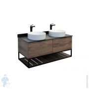 Тумба COMFORTY Порто-120-2 (1200х645х520) 2 раковины, со столешн., дуб темн.-коричн.00-00001287