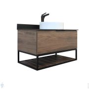 Тумба COMFORTY Порто-90 (905х645х520) с раковиной, столешницей, дуб темно-коричневый 00-00008927