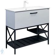 Тумба COMFORTY Бредфорд-90 (910х870х470) напольная, с раковиной, белый глянец 00-00009955
