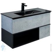 Тумба COMFORTY Франкфурт-90 (910х560х465) подвесная, с раковиной, бетон светлый 00-00006503