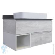 Тумба COMFORTY Прага-90 (900х630х520) со столешницей и раковиной, дуб белый мат. 00-00014425