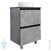 Тумба COMFORTY Эдинбург-60Н(600х950х400) с раковиной,черной столешницей,бетон светлый 00-00004767