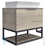 Тумба COMFORTY Порто-60 (600х645х400) с раковиной,белой столешницей,дуб дымчатый 00-00011395