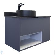 Тумба COMFORTY Джанкой-90 подвесная 900х672х500, с раковиной,1 ящ., антрацит/серый мат. 00-00017878