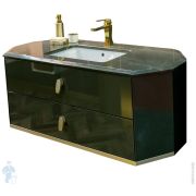 Тумба под раковину Diamante Zaffiro ZAF100 ORO Brash подвесная, 2 ящ., Smoke глянец/мат.золото